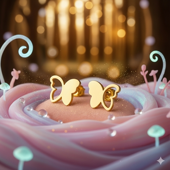 🆕️Glamorous 18K Gold-Plated Butterfly Stud Earrings Minimalistic Fashion Style - Picture 9 of 12